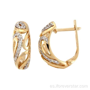 Pendientes 18k joyas de oro peso ligero pendiente de oro